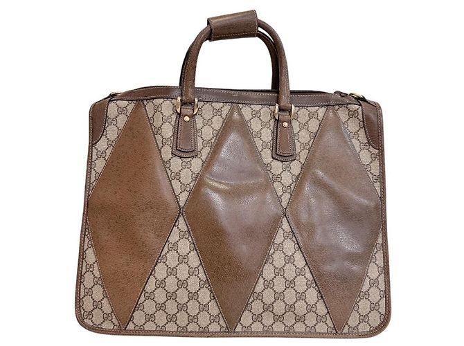 Gucci Ledertasche mit GG-Muster Braun - Ansicht 2