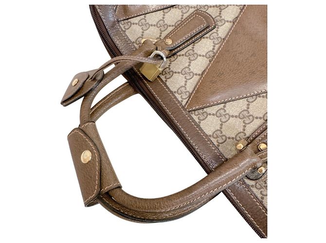 Gucci Ledertasche mit GG-Muster Braun - Ansicht 3