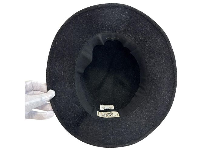 Cappello Hermès Nero in Feltro e Pelle - vista 5