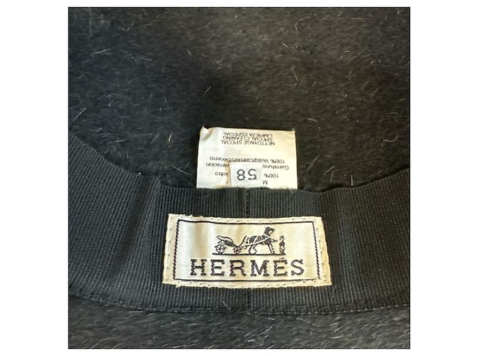 Cappello Hermès Nero in Feltro e Pelle - vista 6