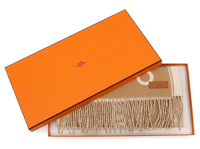 Hermès Sciarpa Stole Hermes Mole Bianco Beige - vista 8