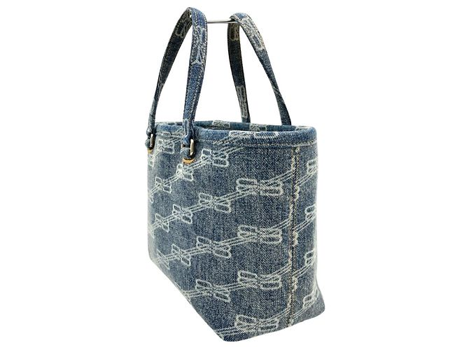 Borsa a mano Balenciaga BB Monogram Signature Small Shopper Blu - vista 2