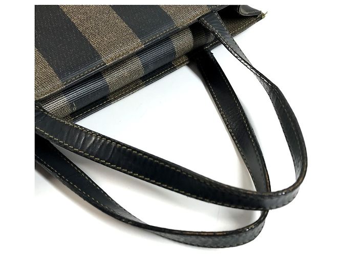 FENDI Vintage Pequin Logo Stripe Tote Bag Khaki - Ansicht 10