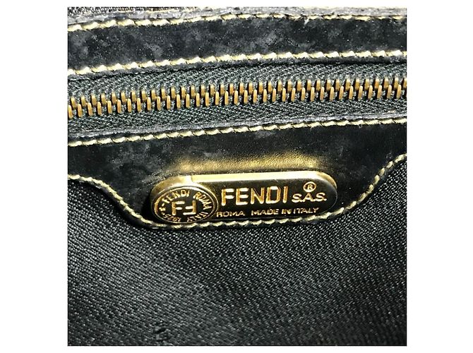 FENDI Vintage Pequin Logo Stripe Tote Bag Khaki - Ansicht 13