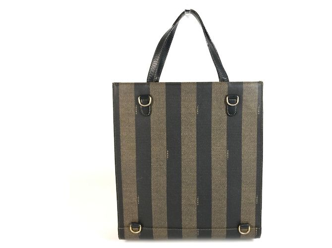 FENDI Vintage Pequin Logo Stripe Tote Bag Khaki - Ansicht 2
