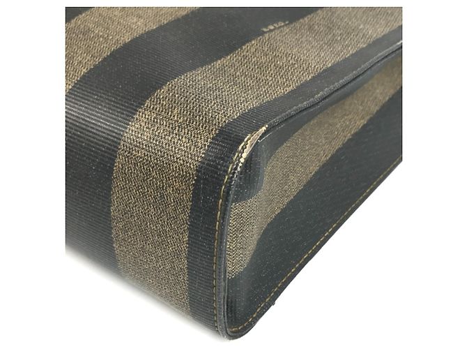 FENDI Vintage Pequin Logo Stripe Tote Bag Khaki - Ansicht 6