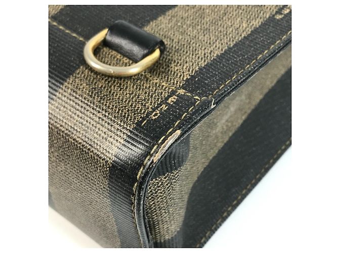 FENDI Vintage Pequin Logo Stripe Tote Bag Khaki - Ansicht 8