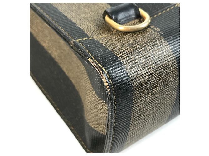 FENDI Vintage Pequin Logo Stripe Tote Bag Khaki - Ansicht 9