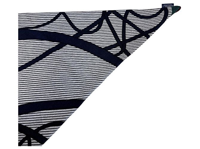 Hermès Triangle Geant Seidentuch Rot Grün Marineblau - Ansicht 4