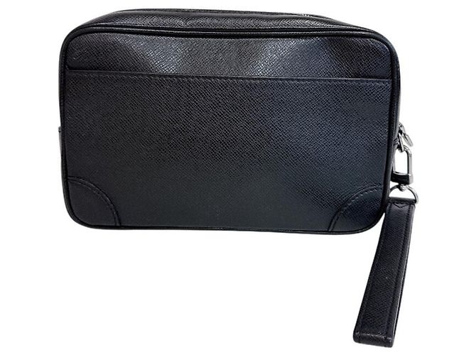Pochette Louis Vuitton in pelle Taiga Nero - vista 2