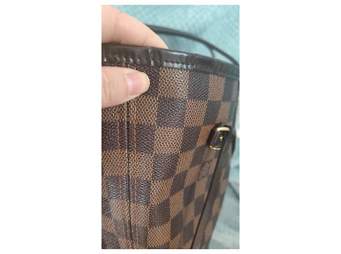 Borsa Tote Louis Vuitton Neverfull MM Damier Ebene Canvas Marrone Monogramma - vista 10