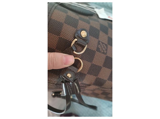 Borsa Tote Louis Vuitton Neverfull MM Damier Ebene Canvas Marrone Monogramma - vista 11