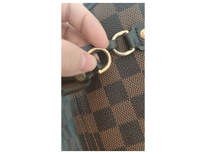 Borsa Tote Louis Vuitton Neverfull MM Damier Ebene Canvas Marrone Monogramma - vista 17