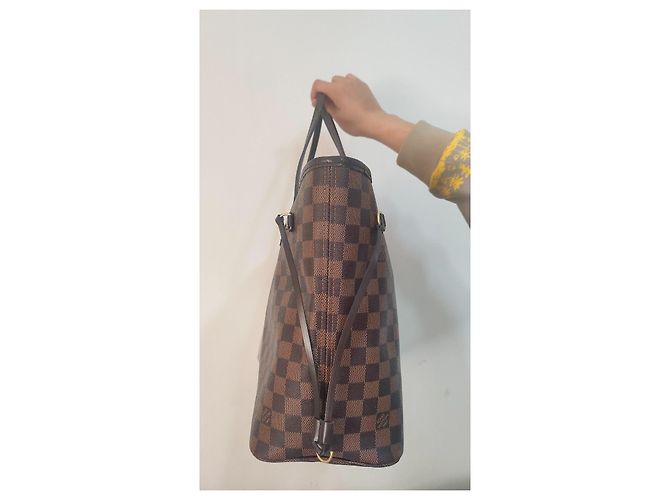 Borsa Tote Louis Vuitton Neverfull MM Damier Ebene Canvas Marrone Monogramma - vista 4