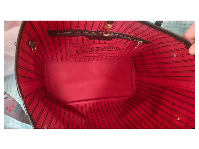 Borsa Tote Louis Vuitton Neverfull MM Damier Ebene Canvas Marrone Monogramma - vista 7