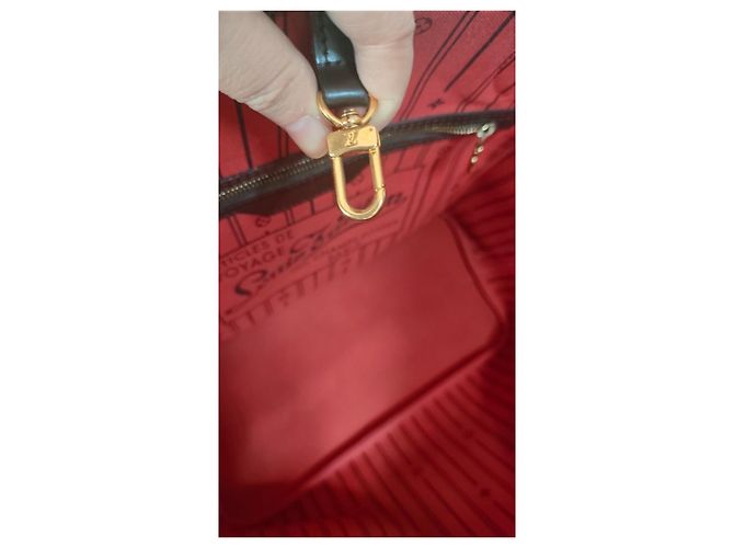 Borsa Tote Louis Vuitton Neverfull MM Damier Ebene Canvas Marrone Monogramma - vista 8