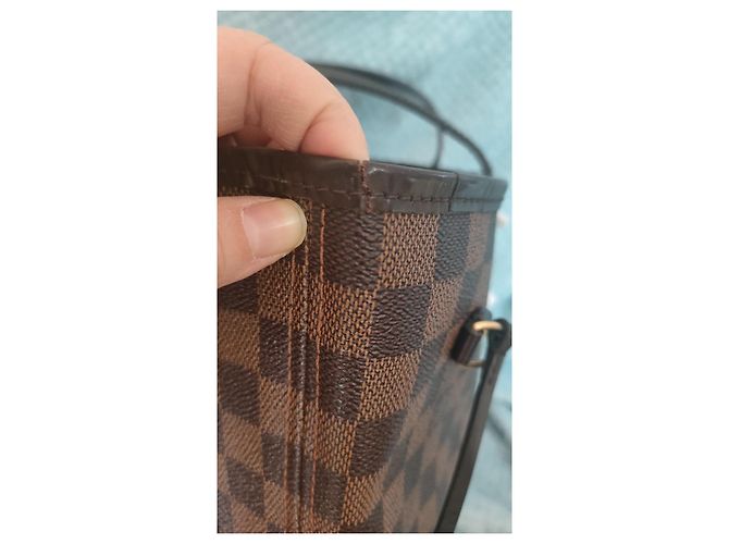 Borsa Tote Louis Vuitton Neverfull MM Damier Ebene Canvas Marrone Monogramma - vista 9