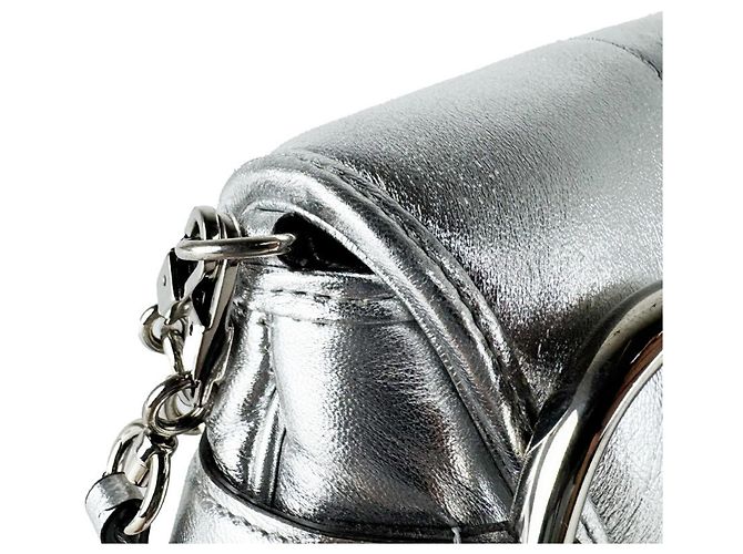 Borsa a tracolla Gucci in pelle argento - vista 7