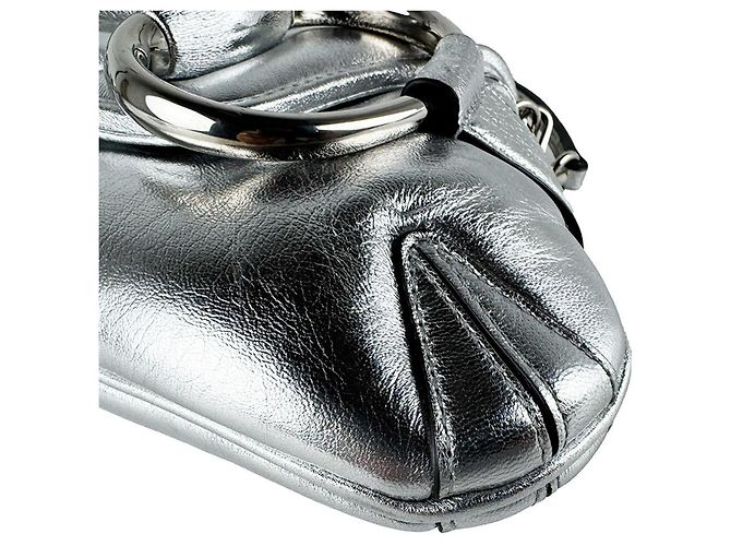 Borsa a tracolla Gucci in pelle argento - vista 8