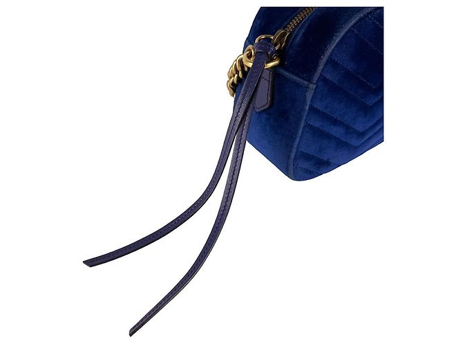 Borsa a tracolla Gucci GG Marmont in velluto Blu scuro - vista 11