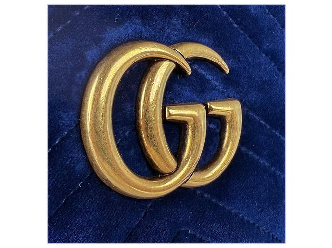 Borsa a tracolla Gucci GG Marmont in velluto Blu scuro - vista 12