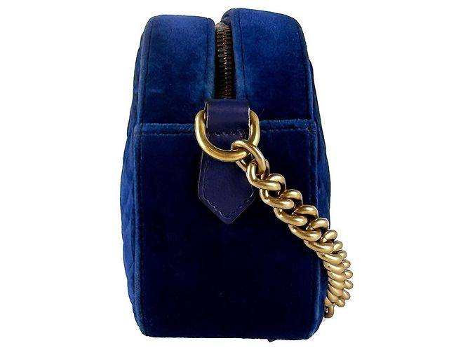 Borsa a tracolla Gucci GG Marmont in velluto Blu scuro - vista 2