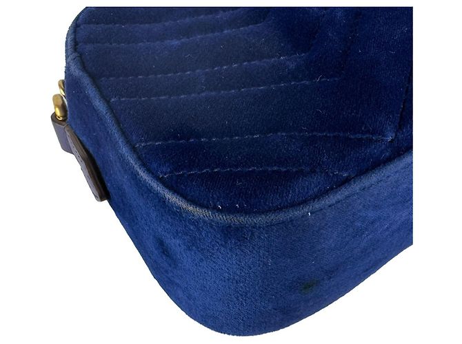 Borsa a tracolla Gucci GG Marmont in velluto Blu scuro - vista 9