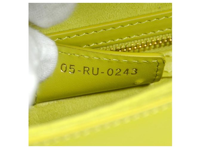 Borsa a tracolla in pelle gialla Christian Dior Giallo - vista 12
