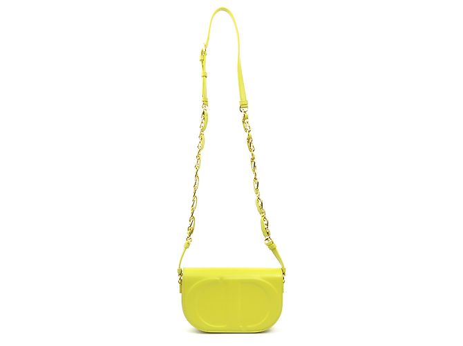Borsa a tracolla in pelle gialla Christian Dior Giallo - vista 13