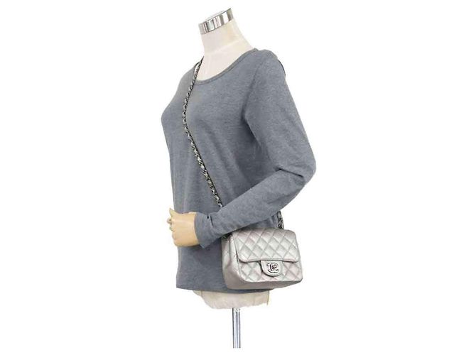 Borsa a Tracolla Chanel Grigio Metallizzato Metallico - vista 16