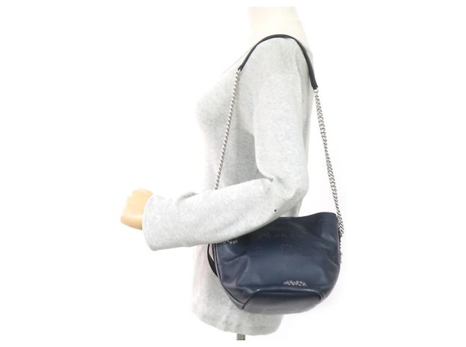 Borsa a mano Chanel in pelle blu navy - vista 10