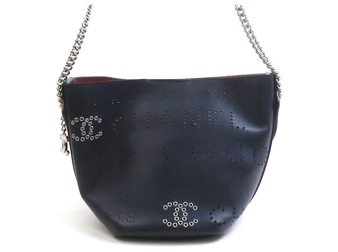Borsa a mano Chanel in pelle blu navy - vista 4