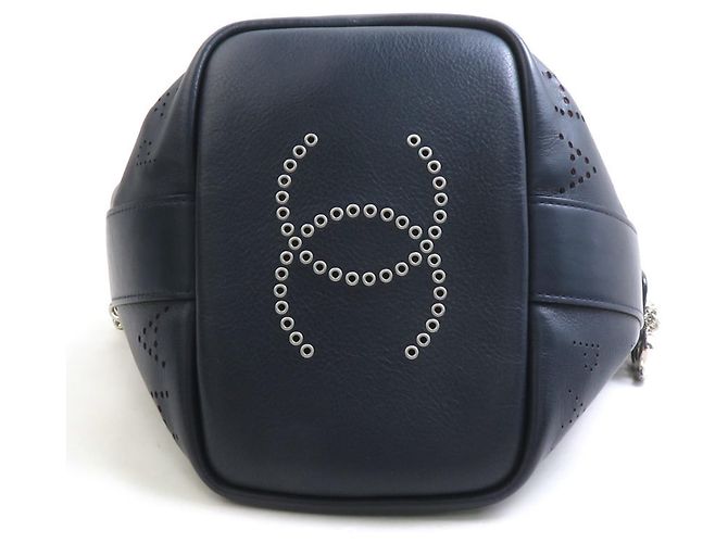 Borsa a mano Chanel in pelle blu navy - vista 6