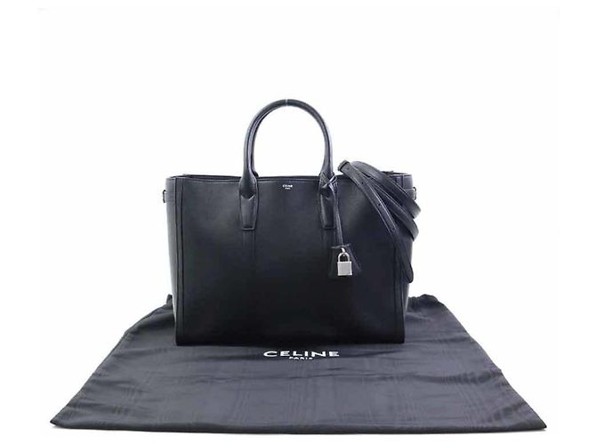 Céline Borsa a mano Celine Medium Cabas in pelle Nero - vista 17