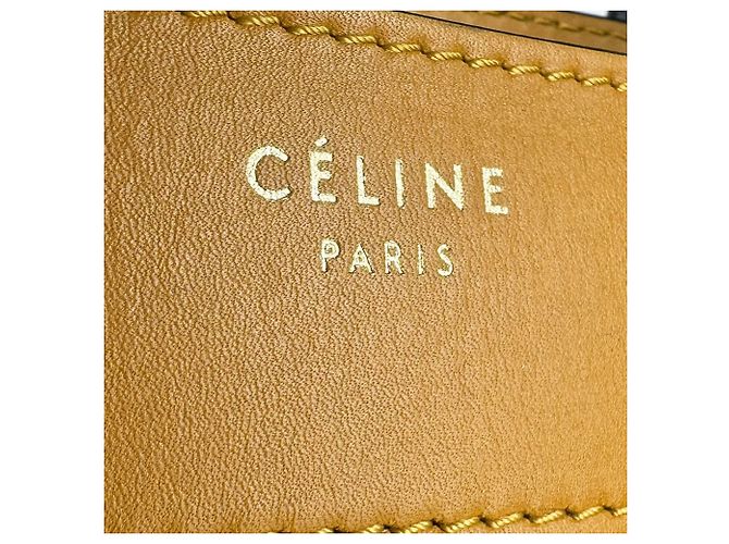 Céline Borsa a mano Celine Luggage Micro Shopper in pelle Nero Giallo - vista 11