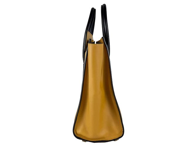 Céline Borsa a mano Celine Luggage Micro Shopper in pelle Nero Giallo - vista 2