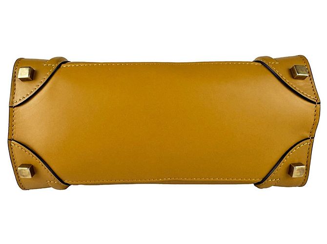 Céline Borsa a mano Celine Luggage Micro Shopper in pelle Nero Giallo - vista 4
