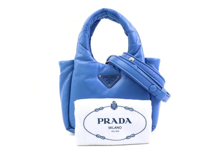 Prada Schultertasche aus blauem Leder - Ansicht 16