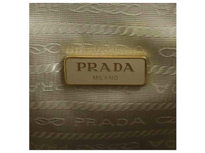 Jacquard Prada Handtasche/Schultertasche Braun Weiß - Ansicht 14
