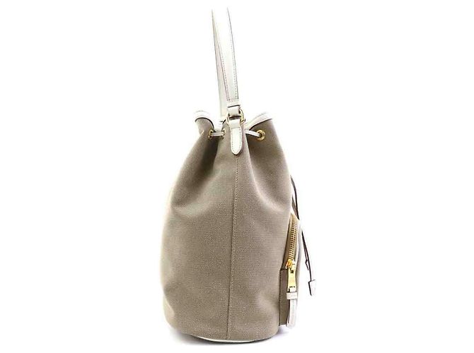 Jacquard Prada Handtasche/Schultertasche Braun Weiß - Ansicht 2