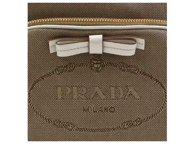 Jacquard Prada Handtasche/Schultertasche Braun Weiß - Ansicht 9