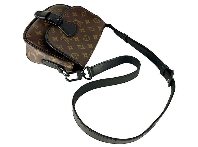 Borsa a tracolla Louis Vuitton Monogram Macassar Montsouris Messenger PM Marrone Nero Monogramma - vista 10