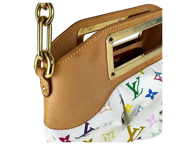 Borsa Louis Vuitton Monogram Multicolor Judy PM Bianco Multicolore - vista 7