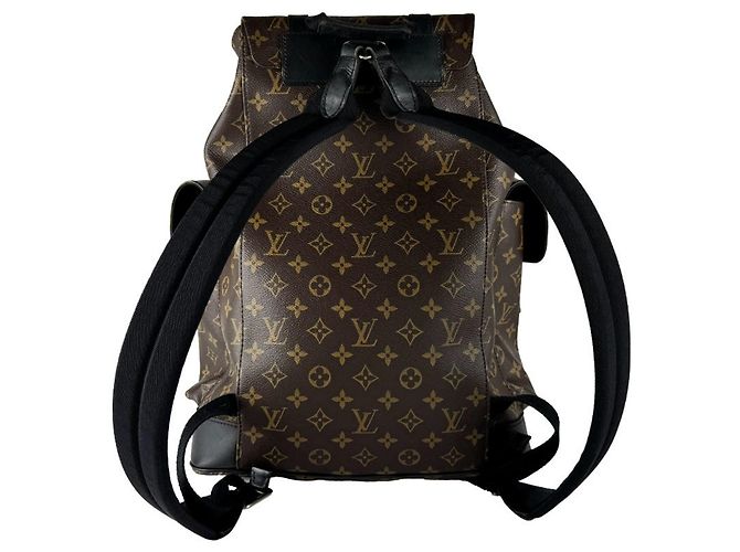 Zaino Louis Vuitton Monogram Macassar Christopher MM Marrone Nero Monogramma - vista 3