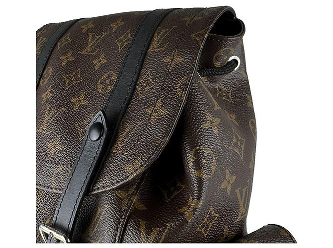 Zaino Louis Vuitton Monogram Macassar Christopher MM Marrone Nero Monogramma - vista 6