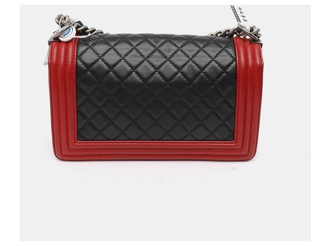 Borsa Chanel Boy Medium in Pelle Nera e Rossa Nero Rosso - vista 4
