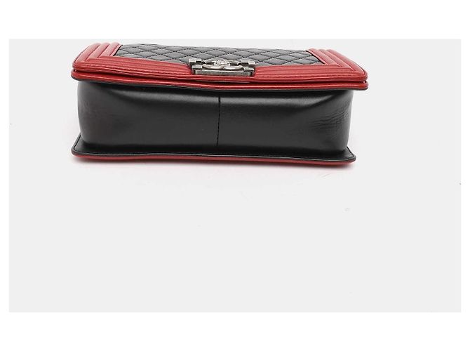 Borsa Chanel Boy Medium in Pelle Nera e Rossa Nero Rosso - vista 5