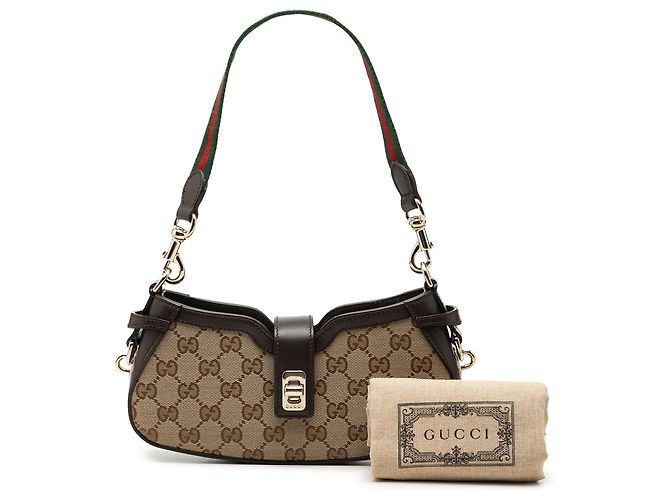 Borsa a tracolla Mini GG Canvas Web Moon Side Gucci Beige - vista 7