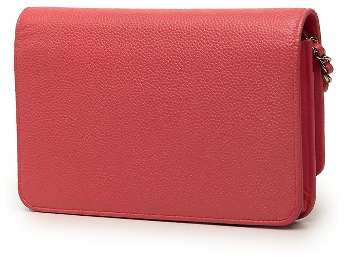 Wallet On Chain Chanel Portafoglio con catena CC Caviar Rosa - vista 2