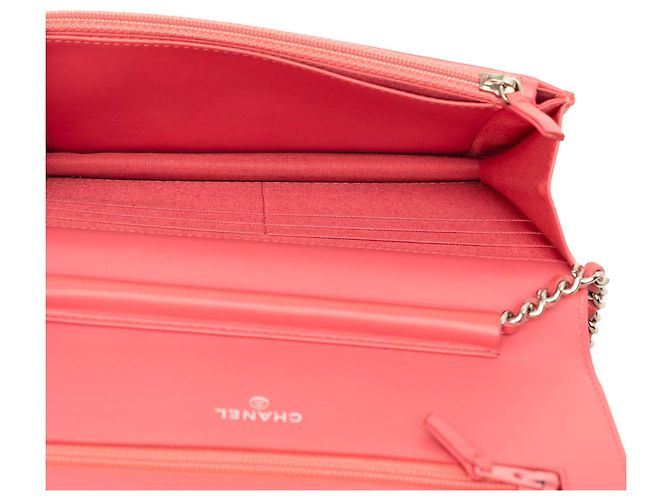 Wallet On Chain Chanel Portafoglio con catena CC Caviar Rosa - vista 4